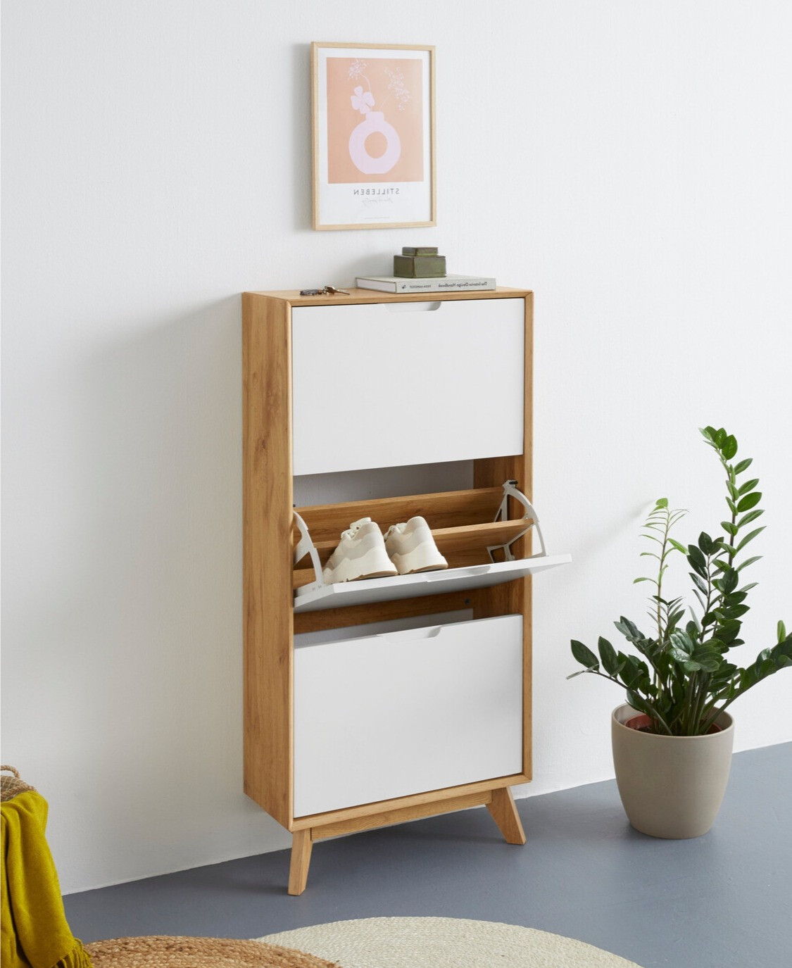 Omarica za čevlje Dorvou 104 (Bela + Hrast)