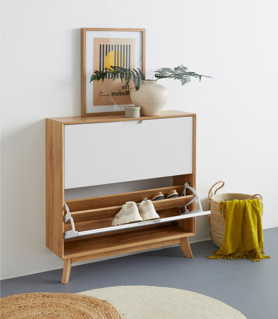 Omarica za čevlje Dorvou 106 (Bela + Hrast)