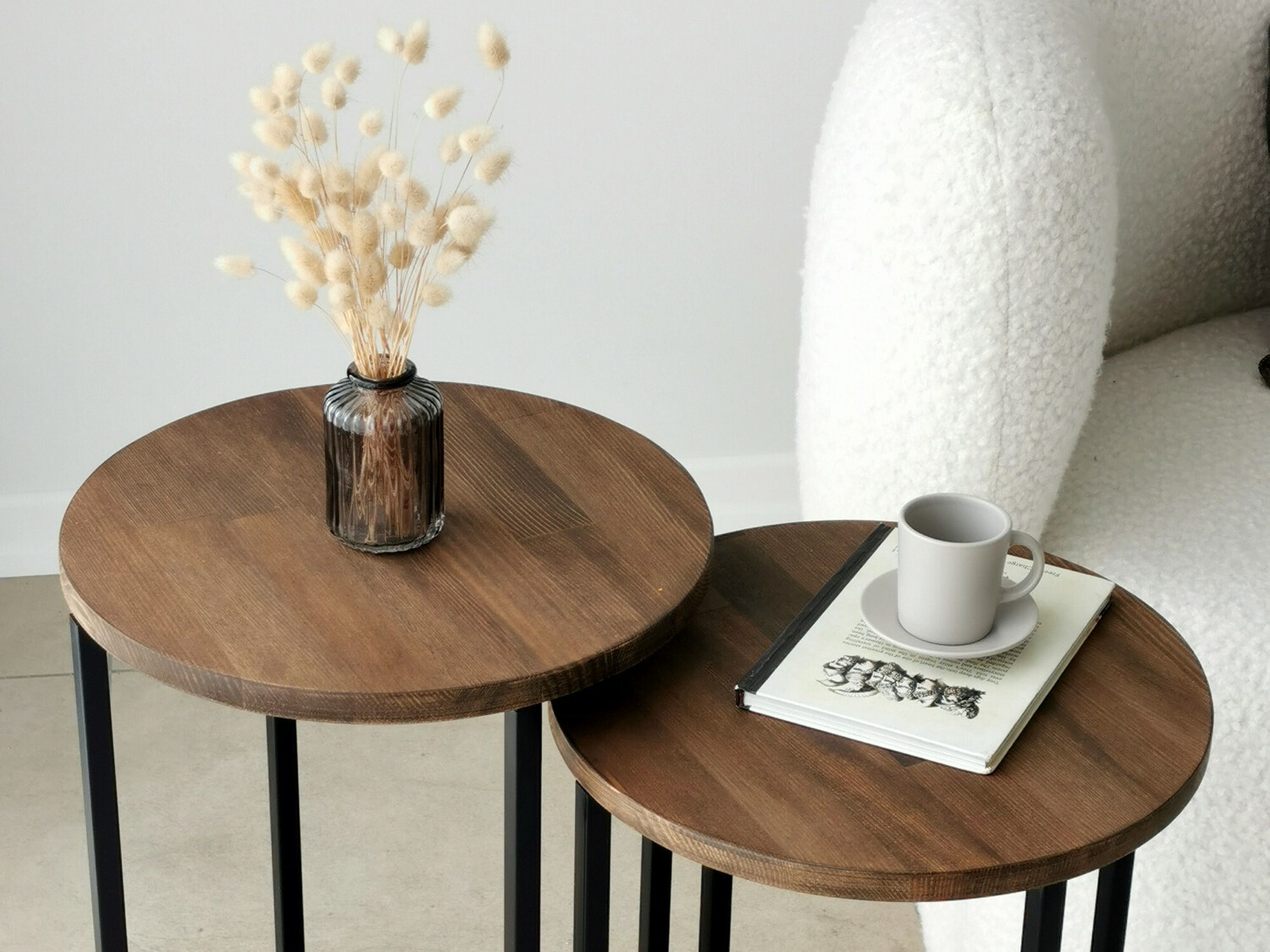 Komplet stranskih mizic Kailua 1625 (Črna + Oreh)