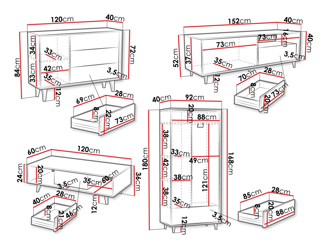 Komplet za dnevno sobo Comfivo Romtori 108