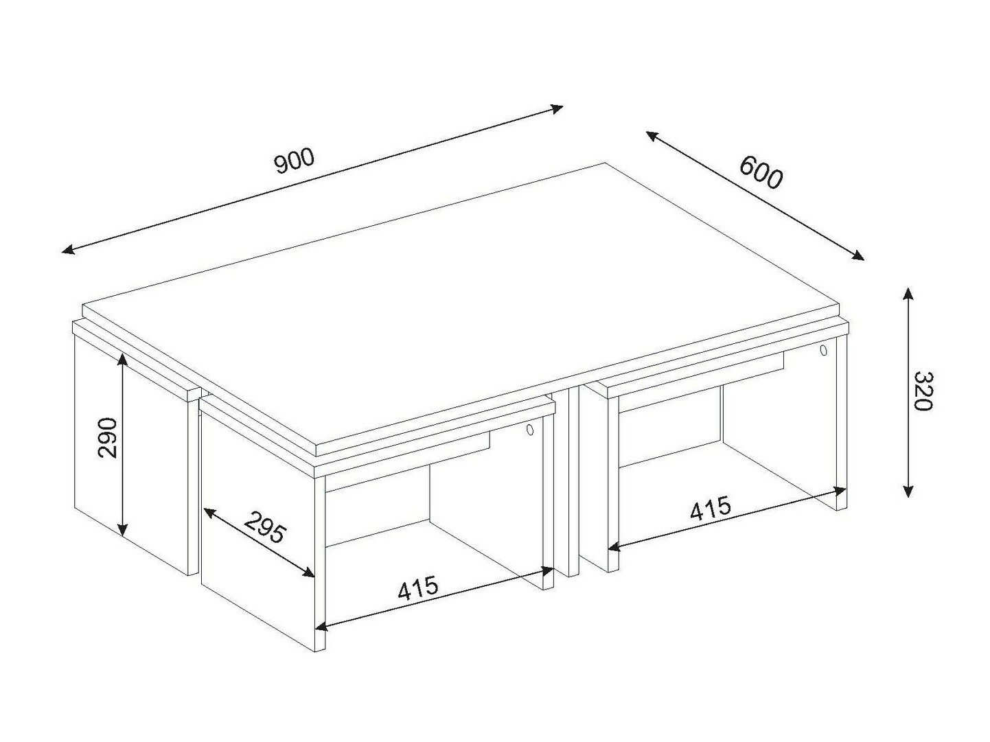 Komplet klubskih mizic Kailua 1432