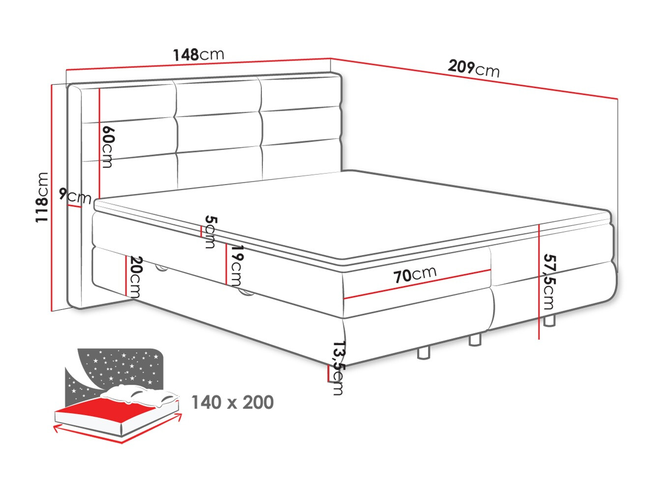Boxspring postelja ComfiDream Serena (Barrel 09)