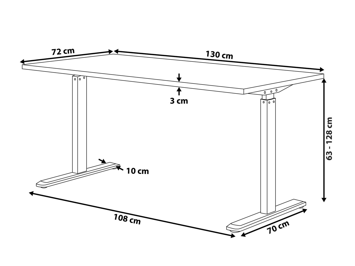 Dvižna pisalna miza Berwyn 159 (Siva + Črna)