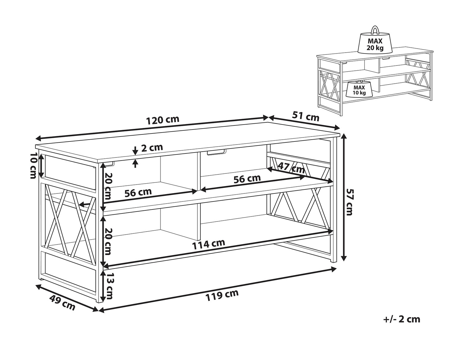 TV-omarica Berwyn 164 (Črna + Taupe)