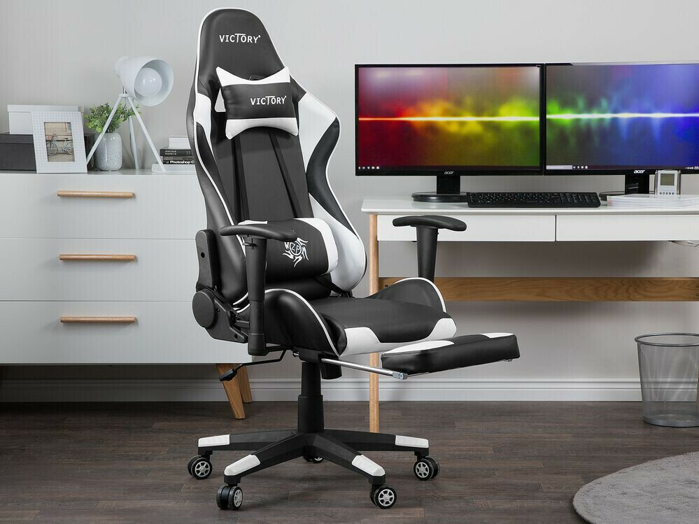 Gaming stol Berwyn 183 (Bela + Črna)