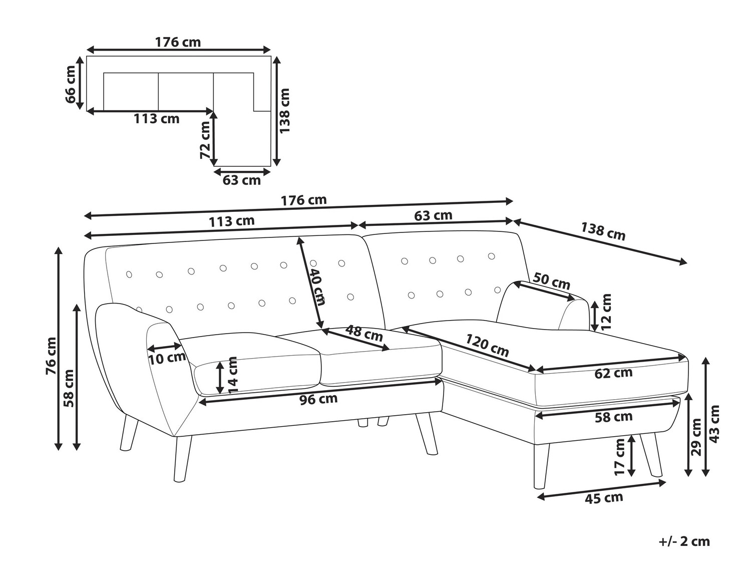 Kotna garnitura Berwyn 213 (Modra)
