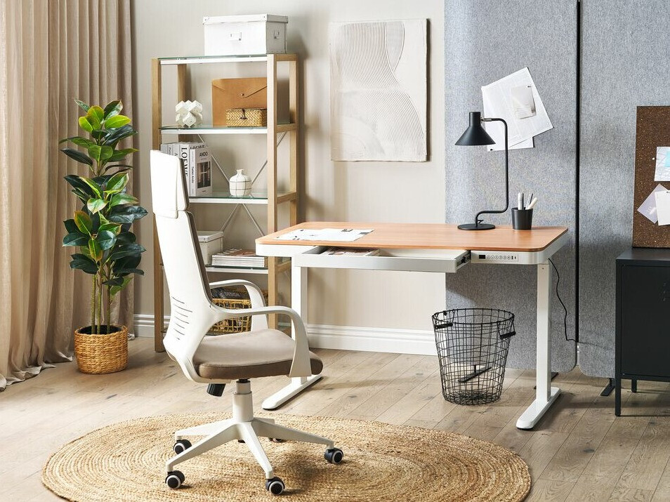Dvižna pisalna miza Berwyn 224 (Bela + Svetel les)