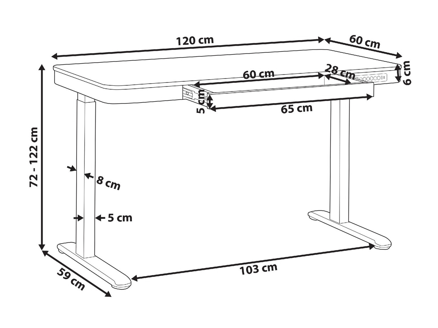 Dvižna pisalna miza Berwyn 224 (Bela + Svetel les)