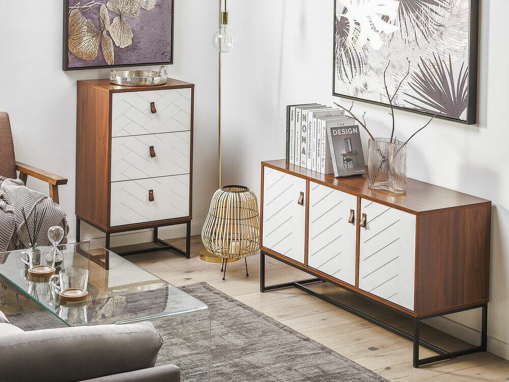 Komoda Fiotivu 103 (Bela + Črna + Temen les)