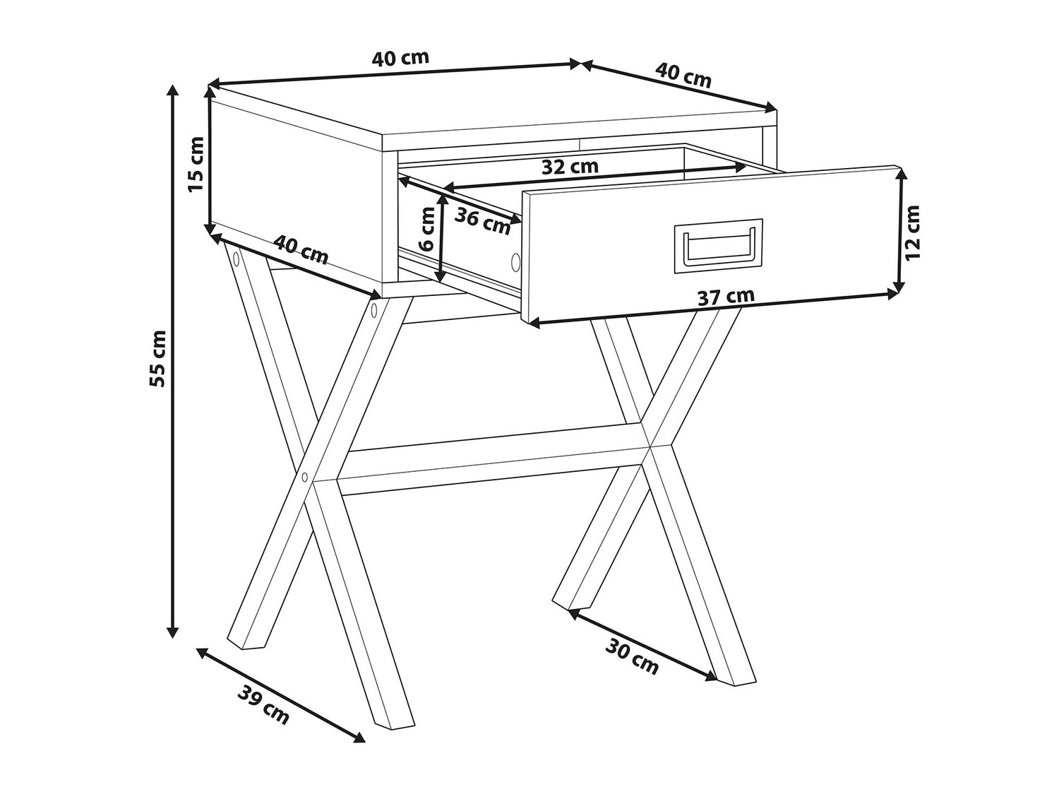 Nočna omarica Berwyn 265 (Črna)