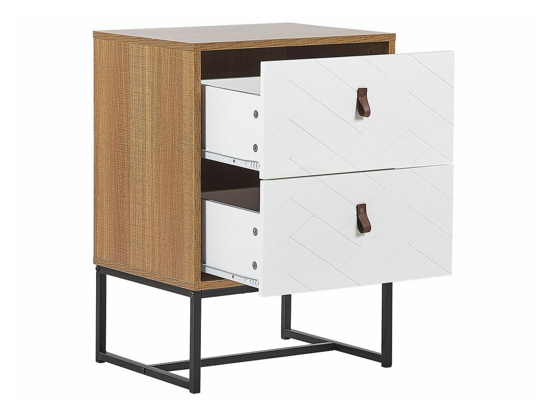 Nočna omarica Fiotivu 104 (Bela + Črna + Svetel les)