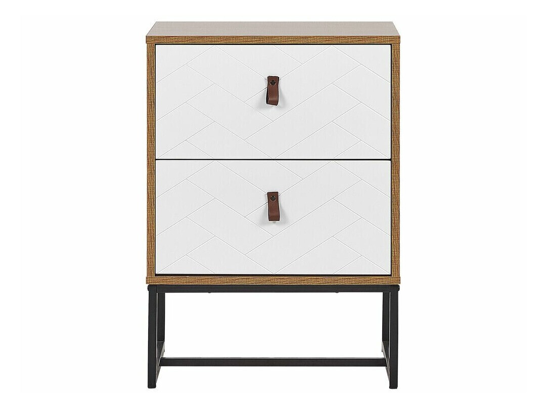 Nočna omarica Fiotivu 104 (Bela + Črna + Svetel les)