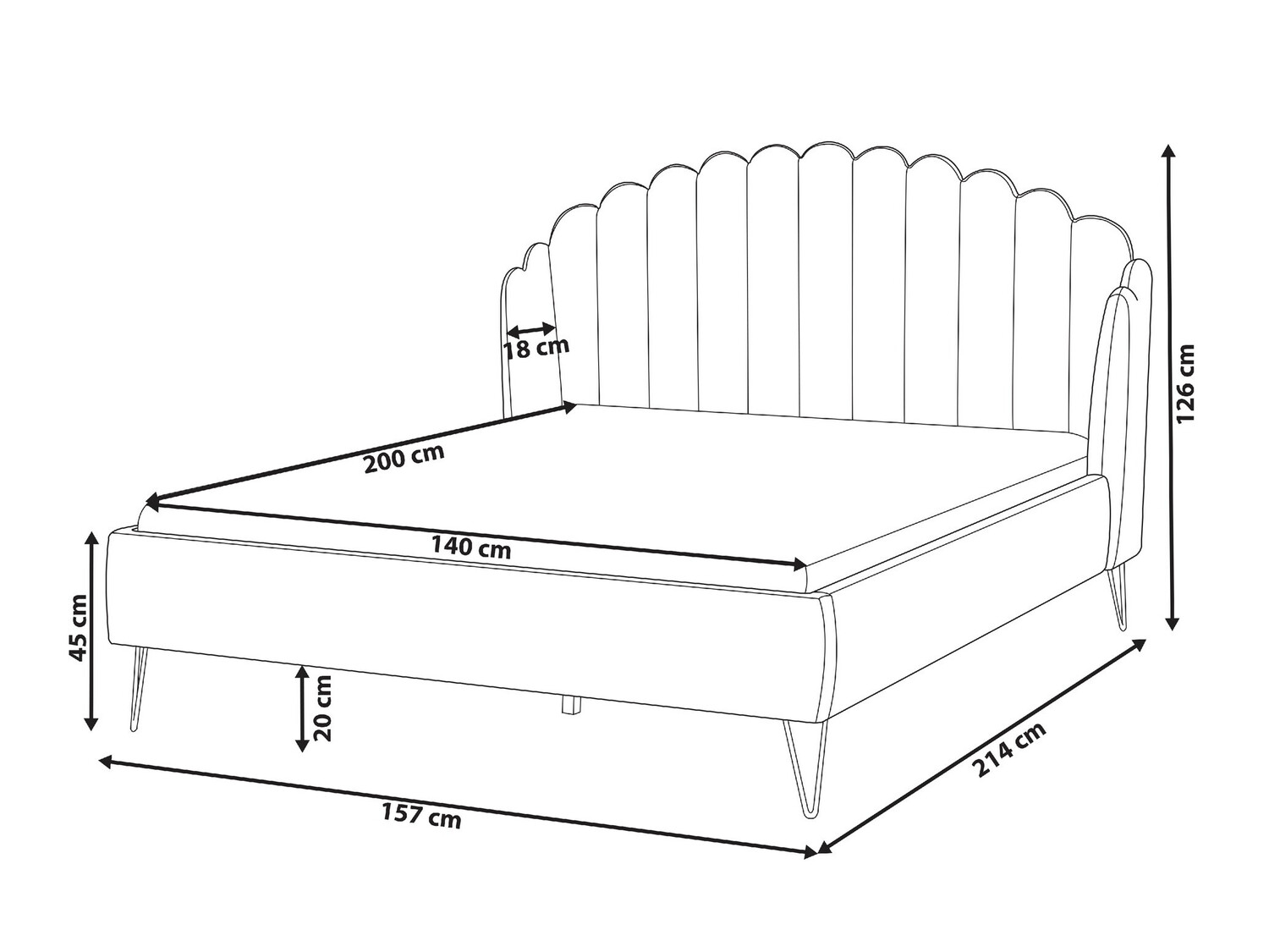 Postelja Berwyn 264 (Roza)