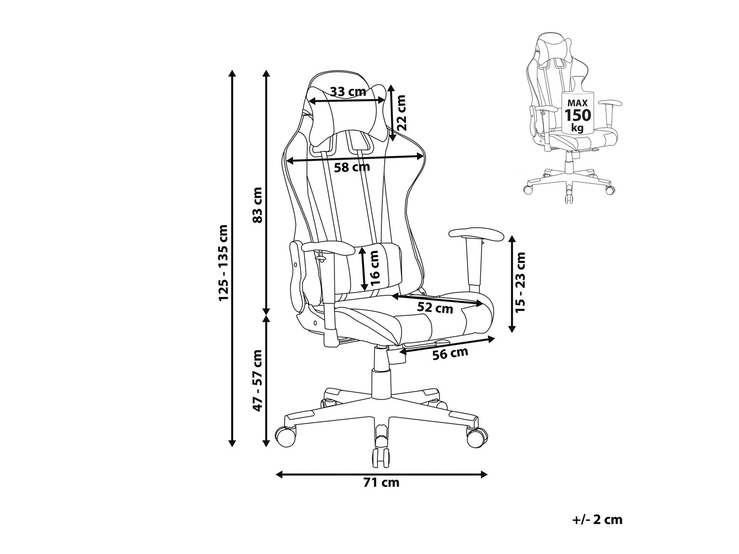 Gaming stol Berwyn 308 (Bela + Črna)