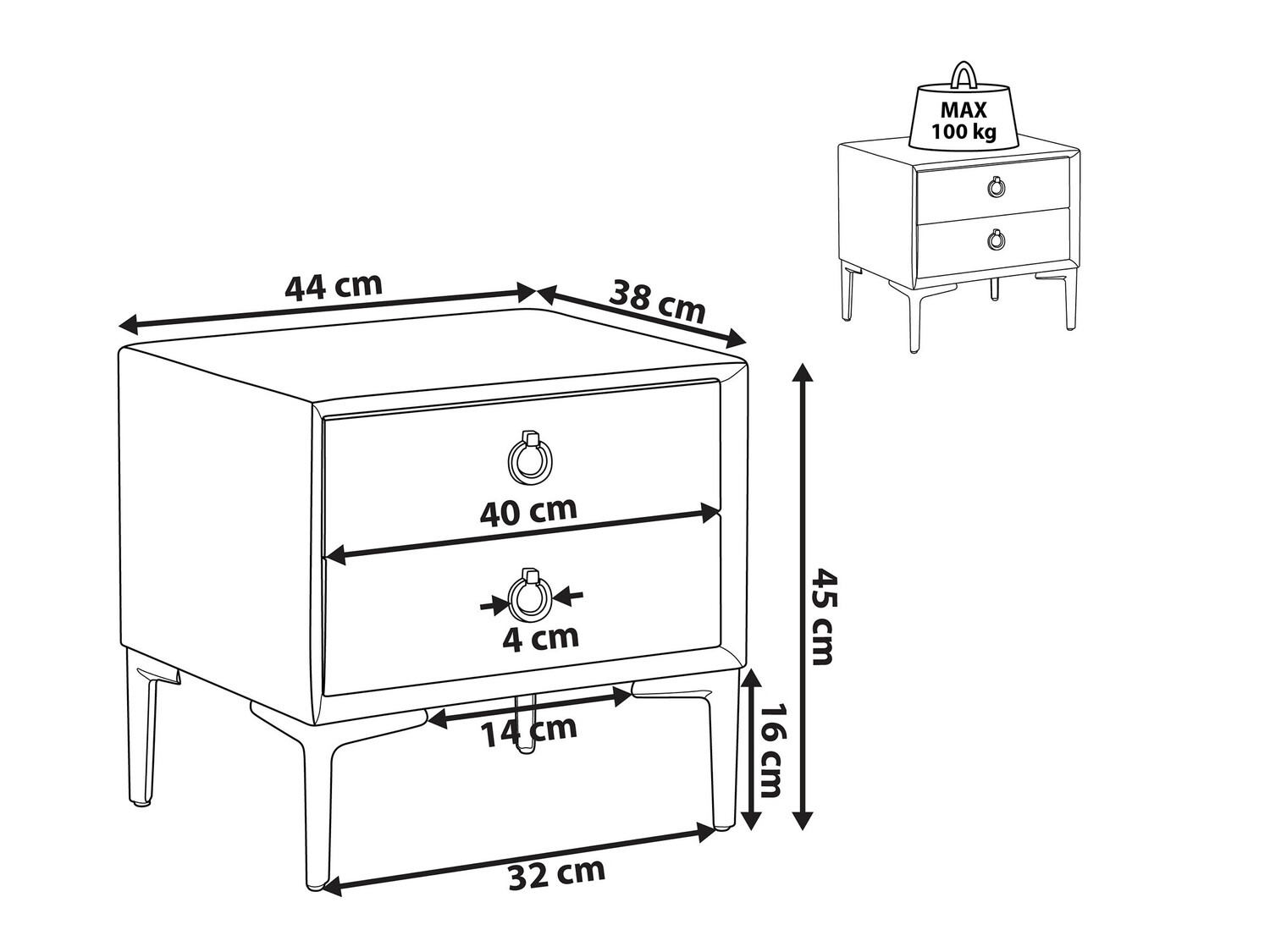 Nočna omarica Berwyn 305 (Modra)