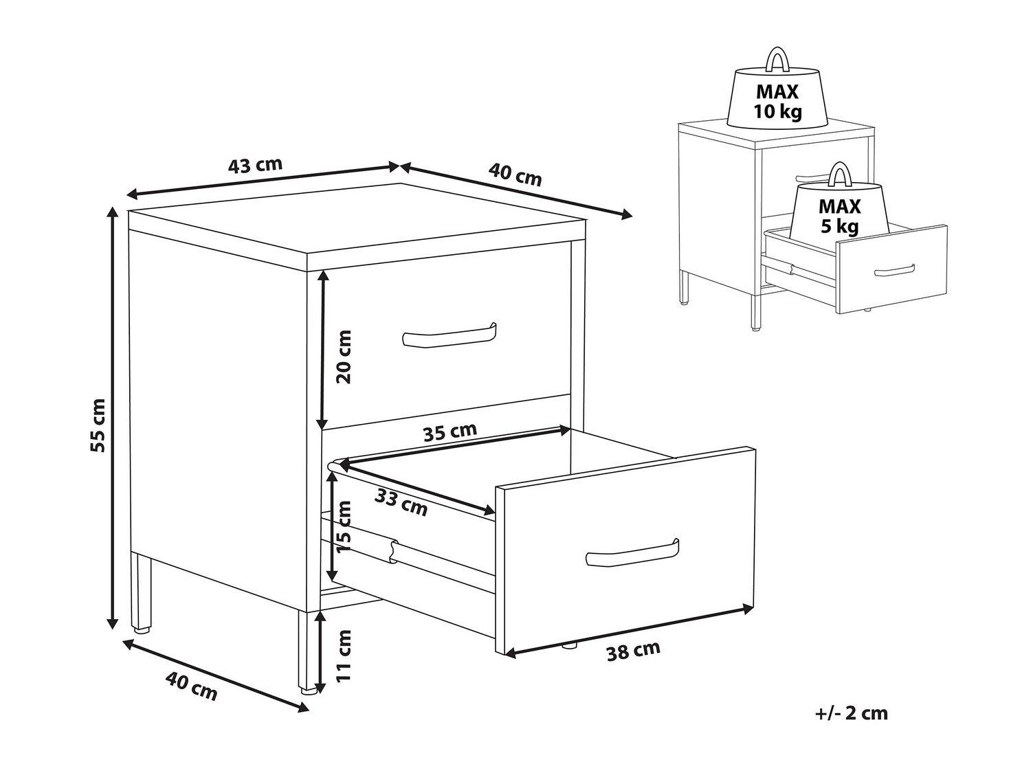 Nočna omarica Berwyn 330 (Roza)