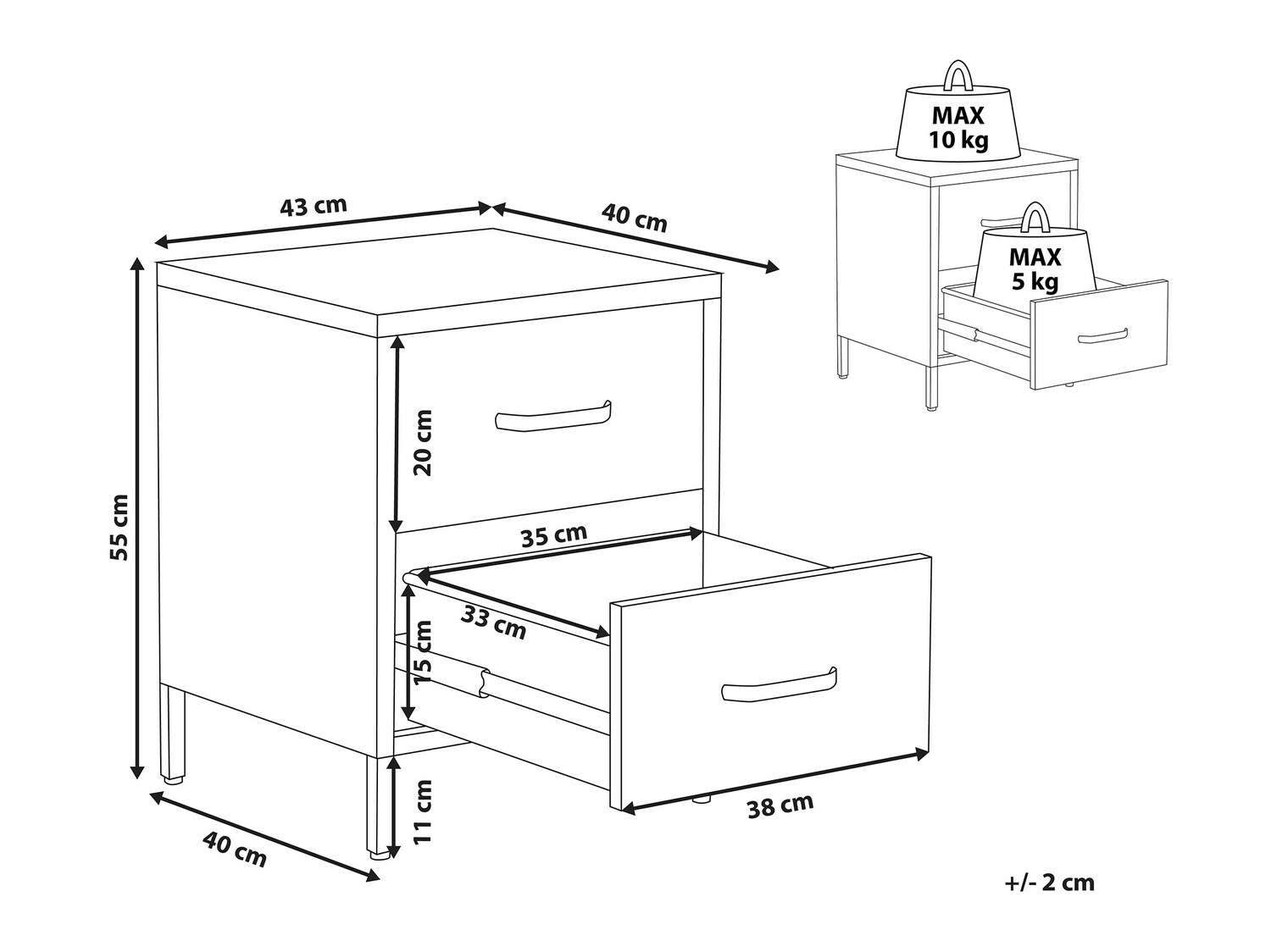 Nočna omarica Berwyn 330 (Zelena)