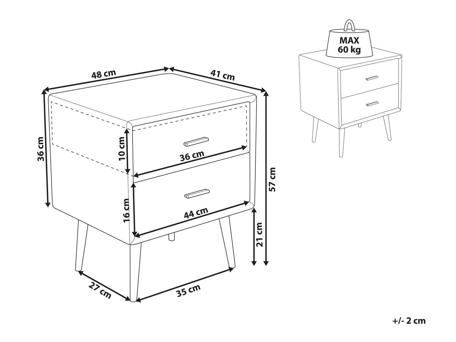 Nočna omarica Berwyn 337 (Siva + Črna)