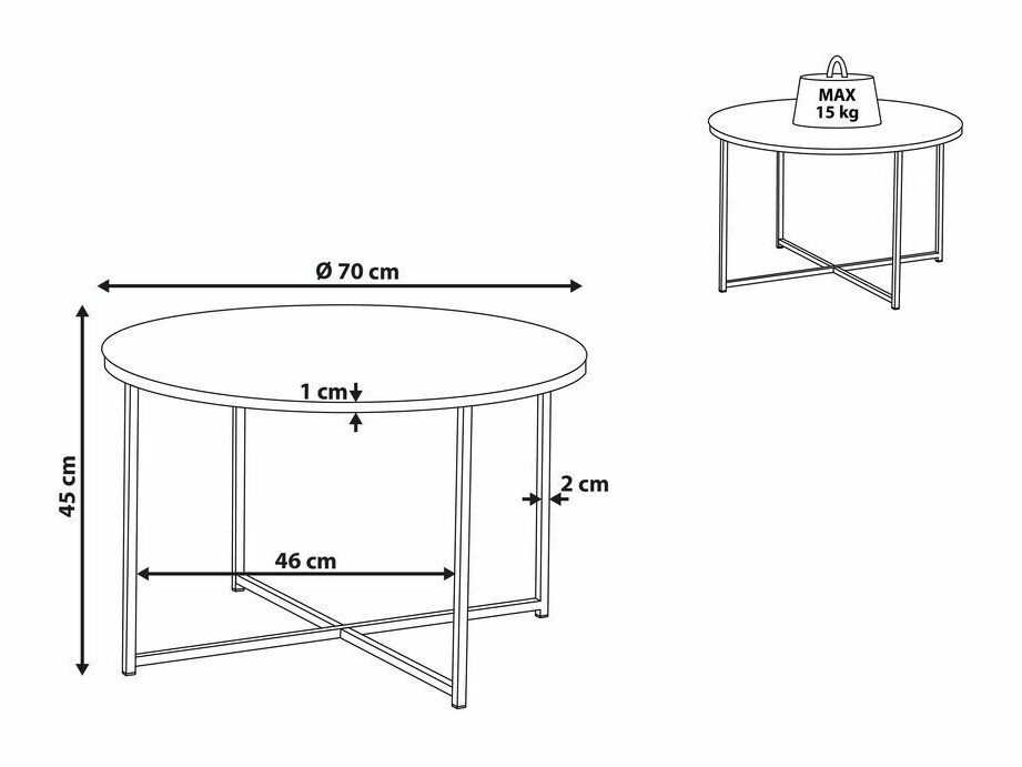 Klubska mizica Berwyn 392 (Beli marmor + Zlata)