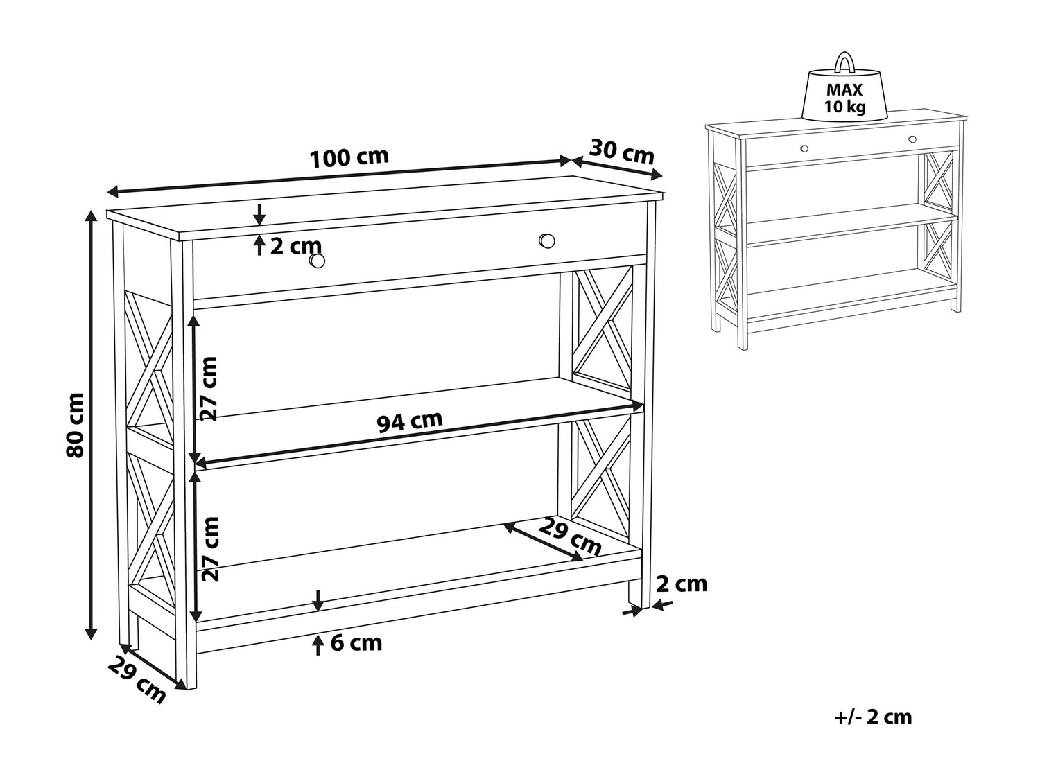 Konzolna miza Berwyn 389 (Bela)