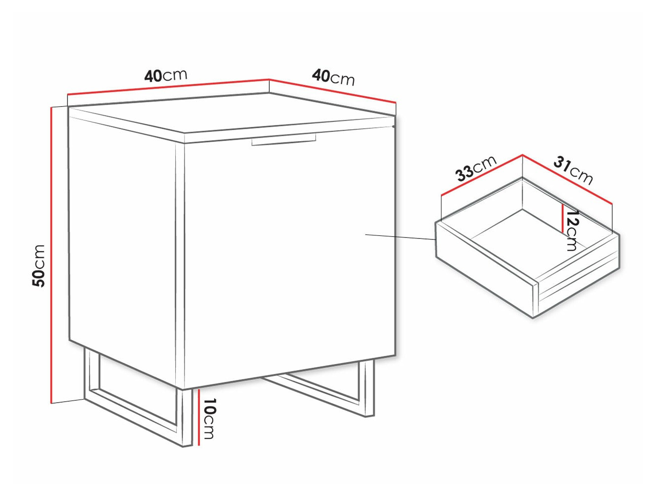 Nočna omarica Sarasota 182 (Zelena + Črna)