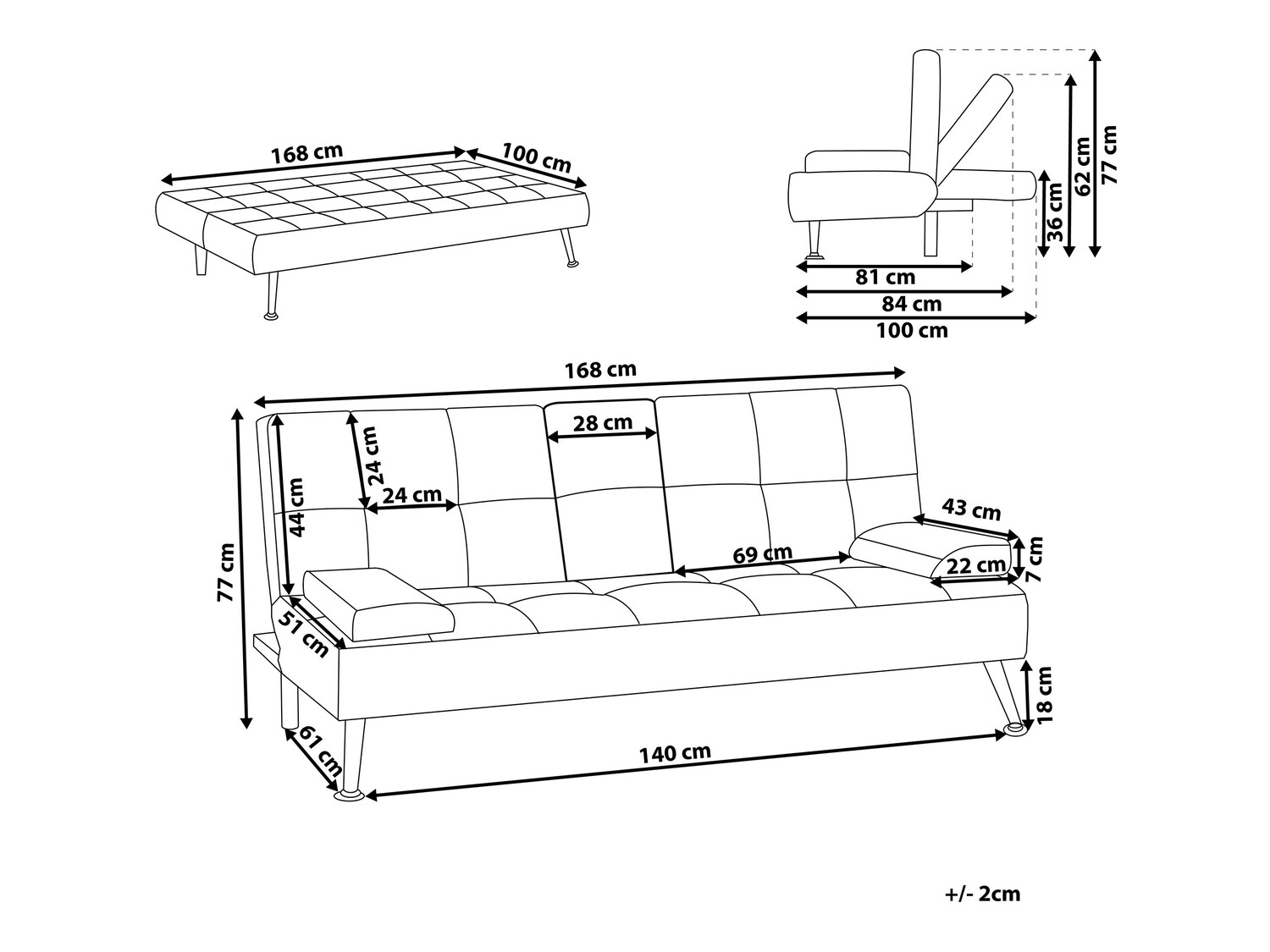 Raztegljiv kavč Berwyn 417 (Svetlo siva)