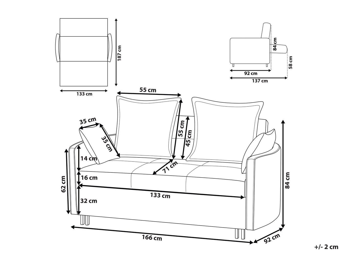 Raztegljiv kavč Berwyn 425 (Bež)