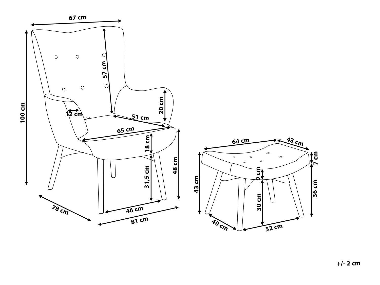 Fotelj Berwyn 450 (Modra + Svetel les)