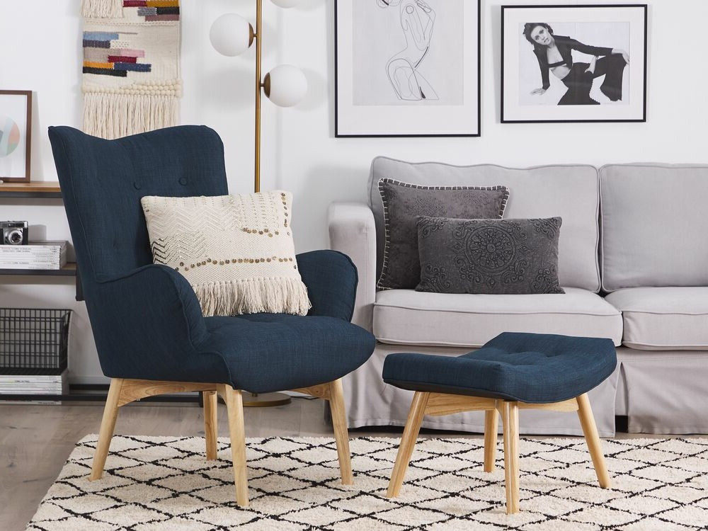 Fotelj Berwyn 450 (Temno modra + Svetel les)