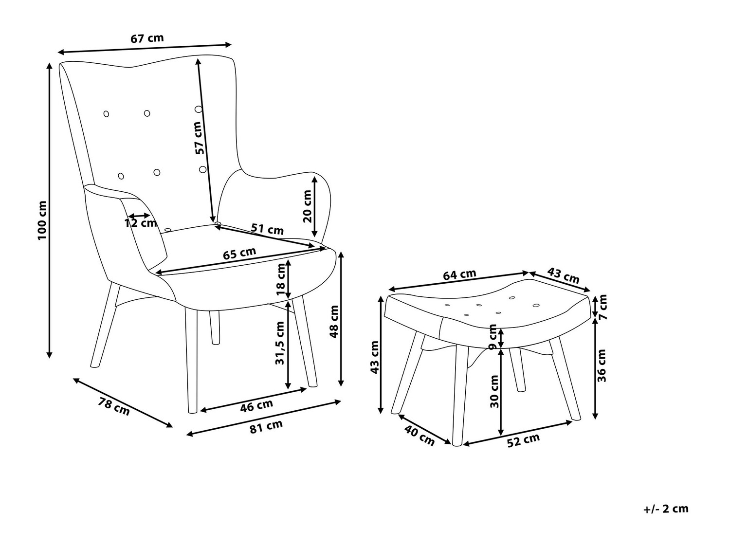 Fotelj Berwyn 450 (Temno modra + Svetel les)