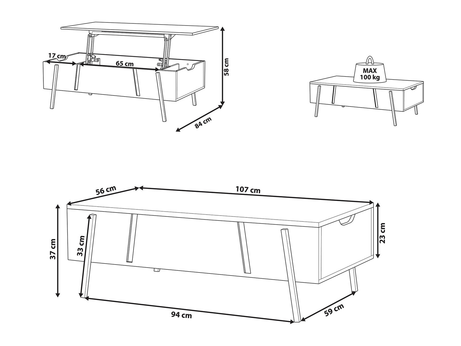Raztegljiva klubska mizica Berwyn 498