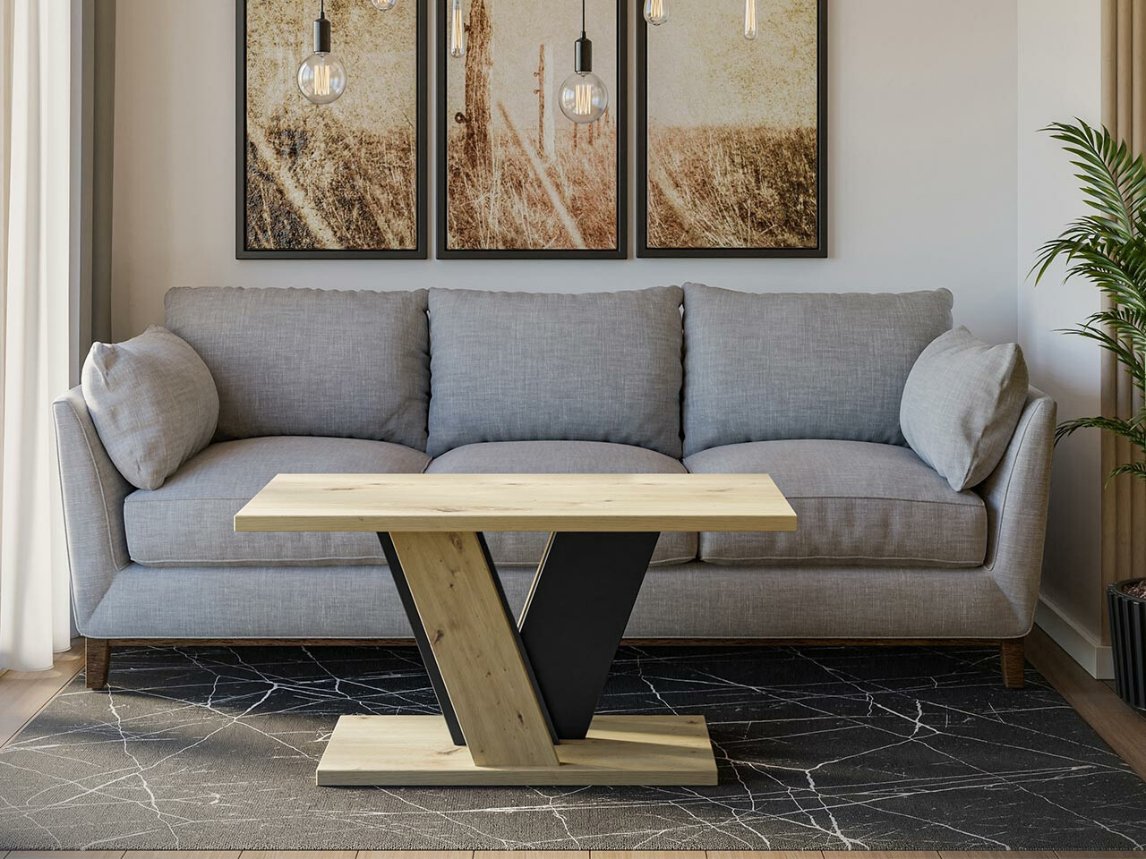 Klubska mizica Goodyear 128 (Artisan hrast + Črna)