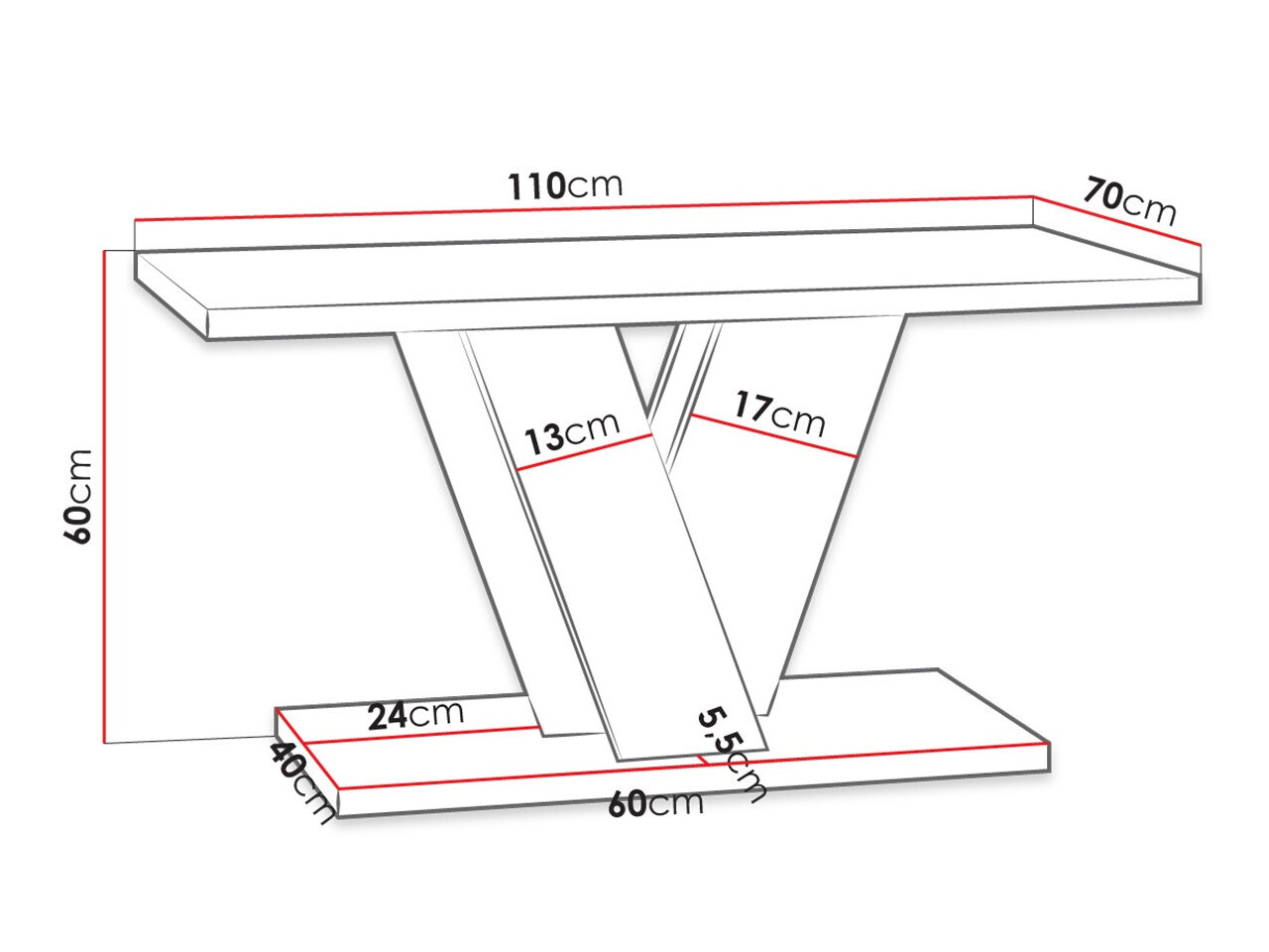 Klubska mizica Goodyear 128 (Artisan hrast + Črna)