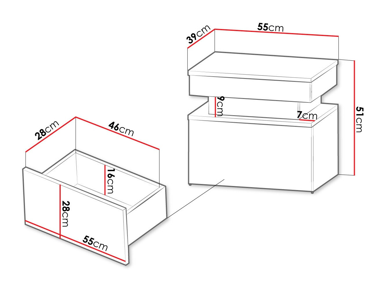 Nočna omarica Monfero (Črna + Sijaj črna)