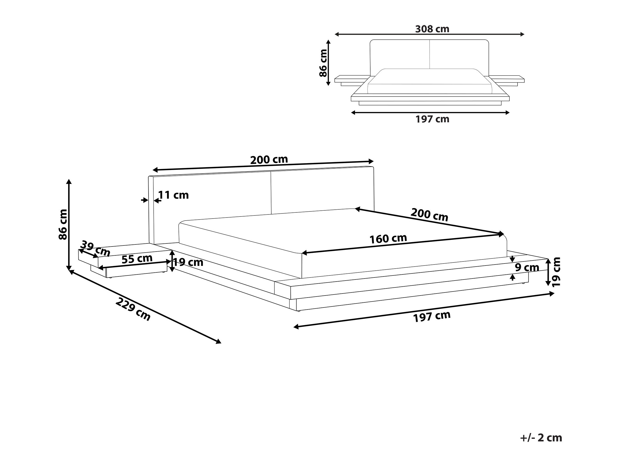 Postelja Berwyn 541 (Rjava) Z nočne omarice