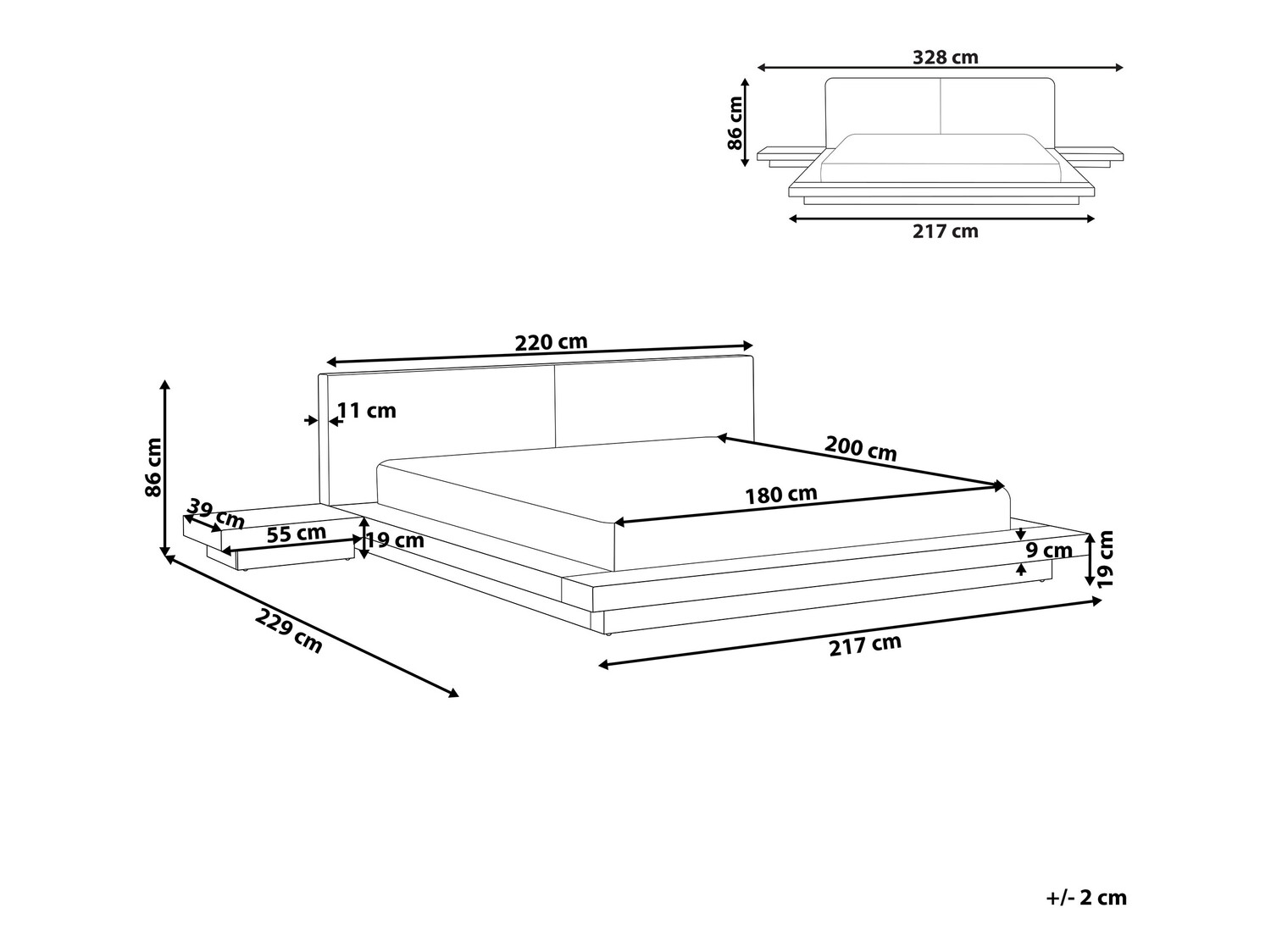 Postelja Berwyn 541 (Temen les) Z nočne omarice