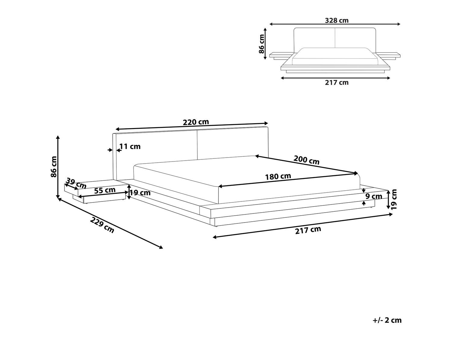 Postelja Berwyn 543 (Rjava) Z nočne omarice