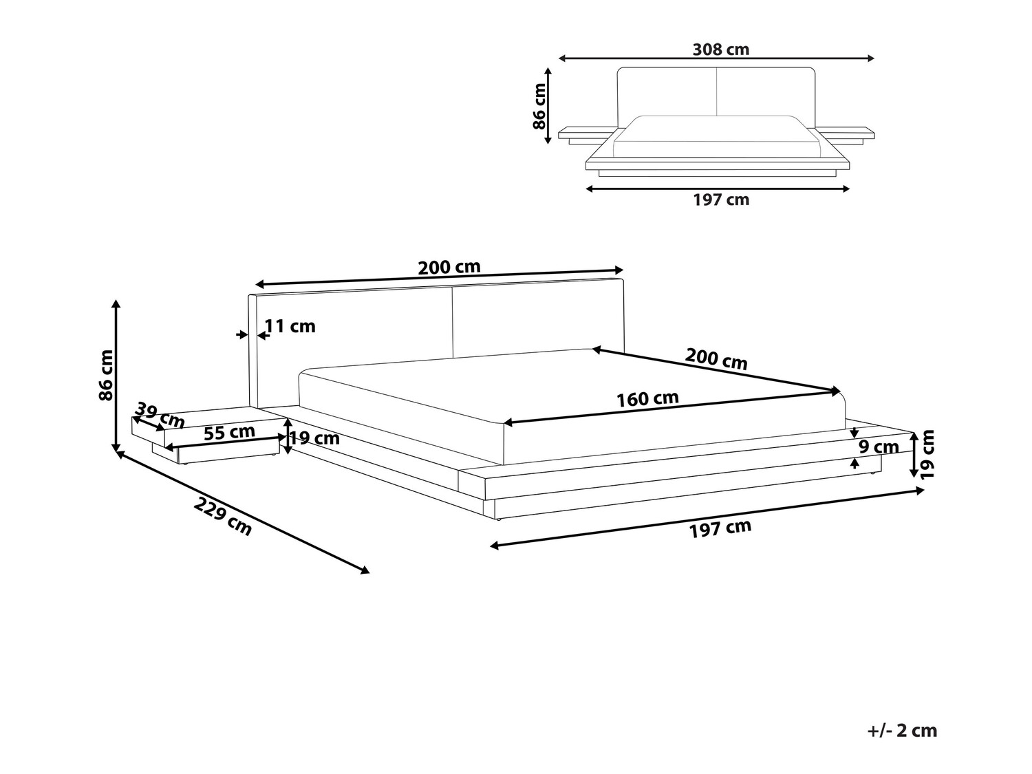 Postelja Berwyn 543 (Rjava) Z nočne omarice