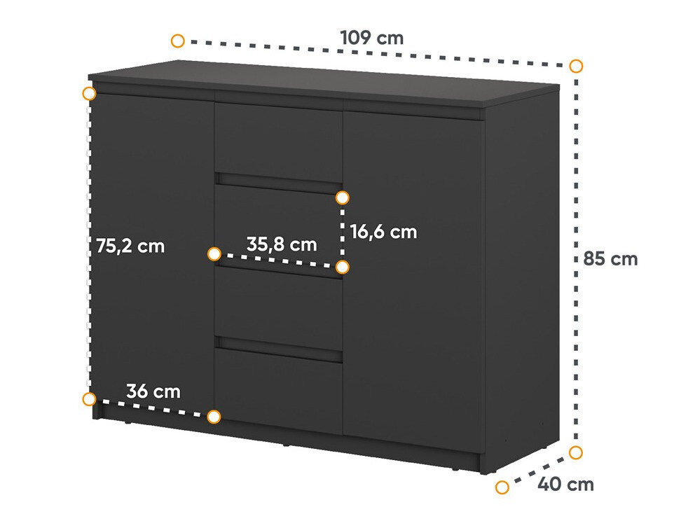 Komoda Cirdelu 105 (Črna)