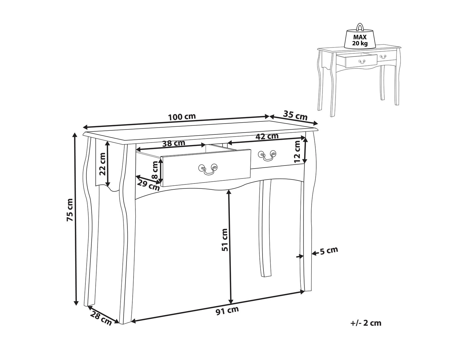 Konzolna miza Berwyn 563 (Črna)