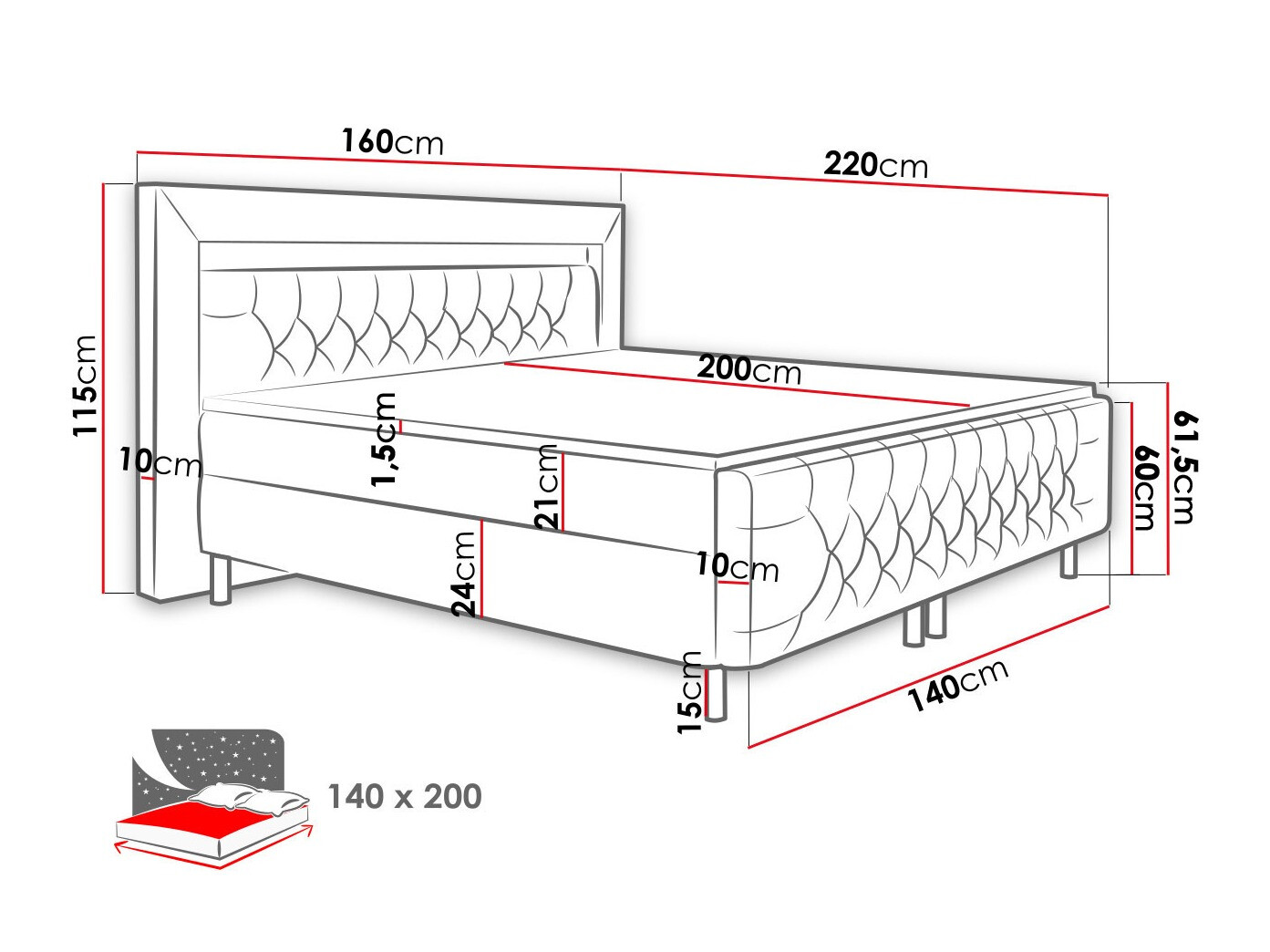 Boxspring postelja Aura I