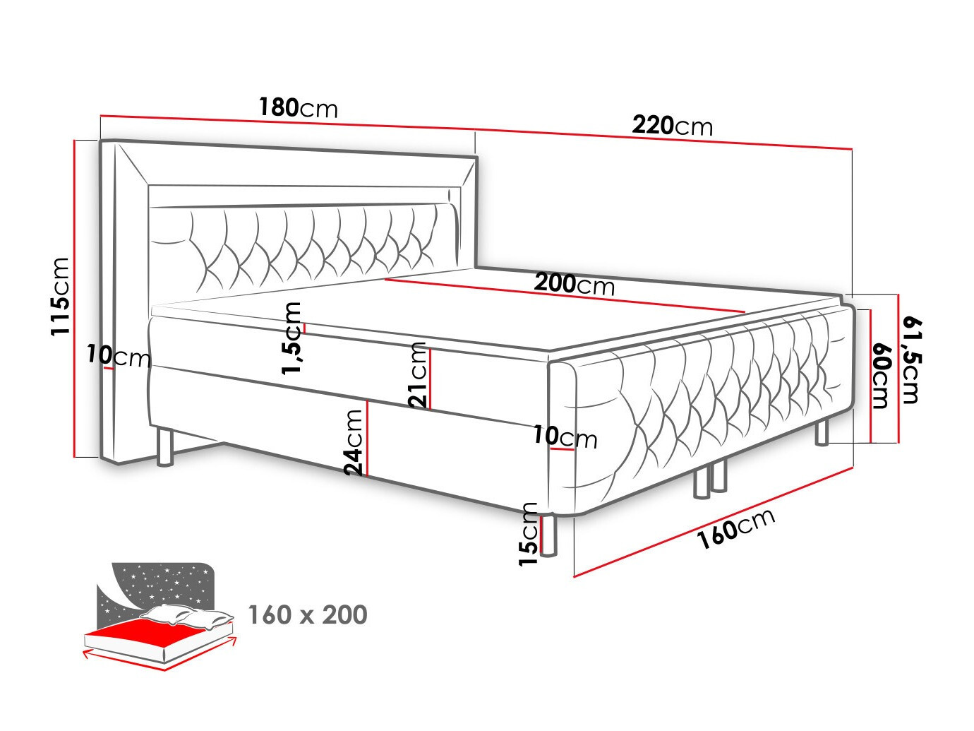 Boxspring postelja Aura I