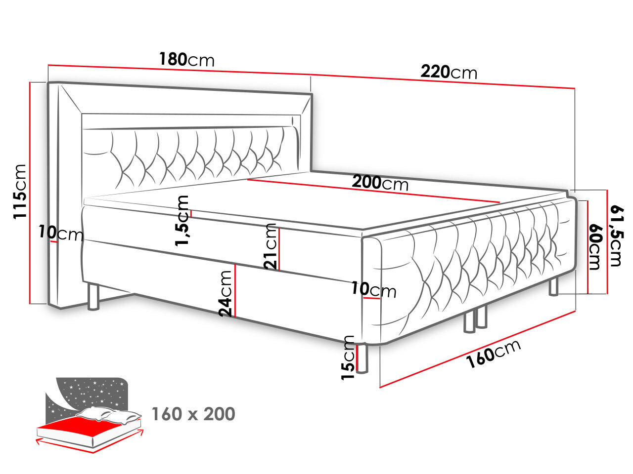 Boxspring postelja Aura II