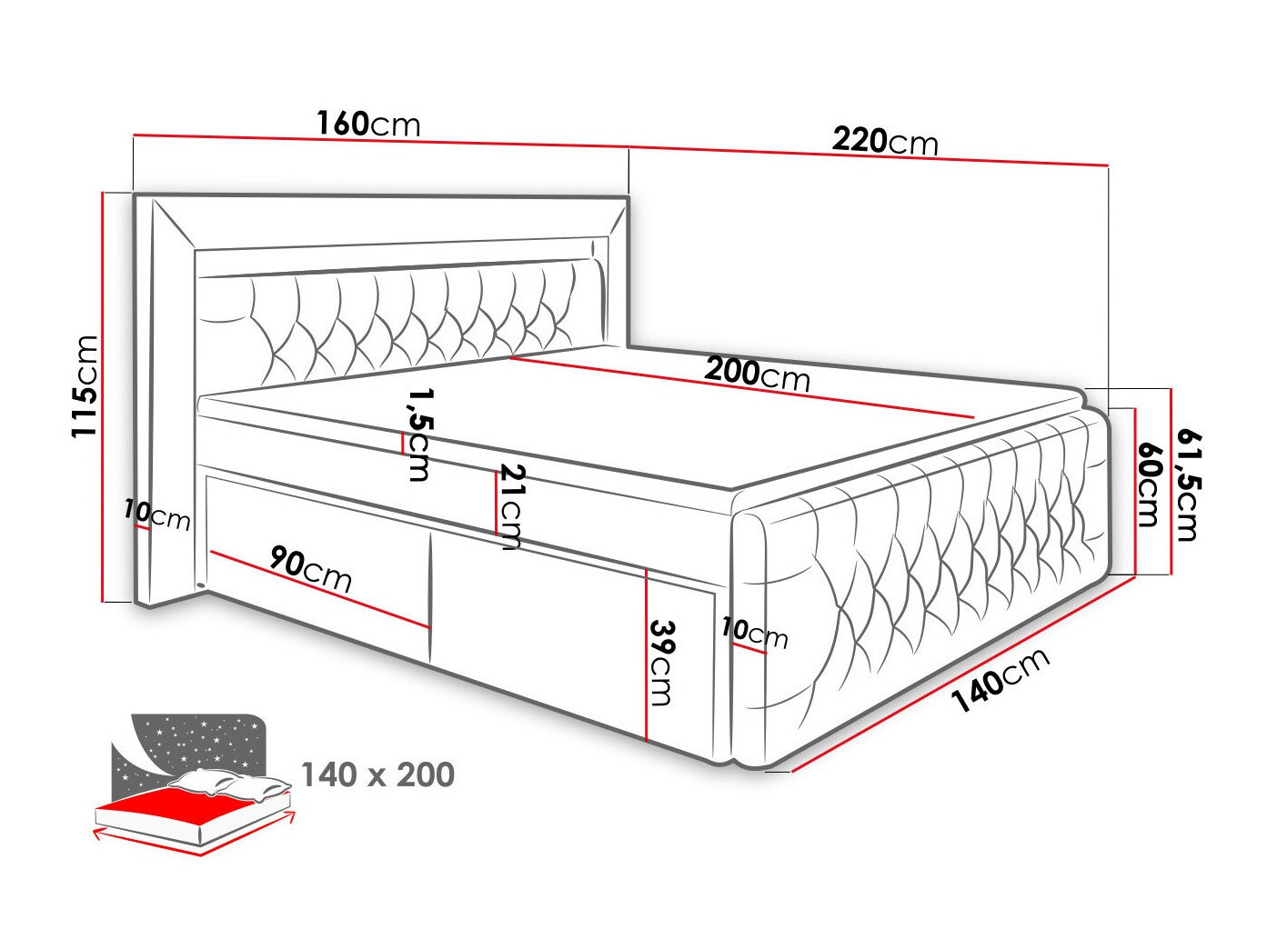 Boxspring postelja Aura III