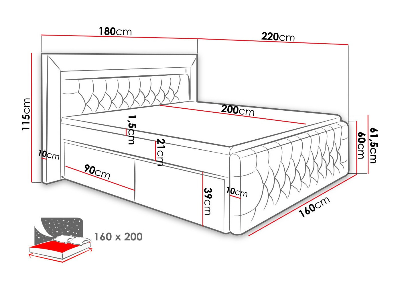 Boxspring postelja Aura III