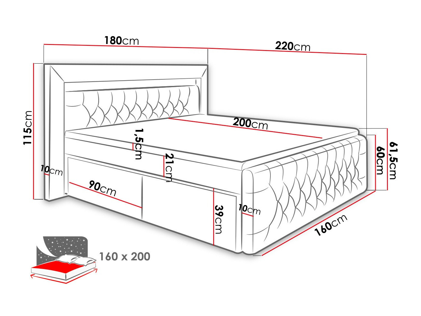 Boxspring postelja Aura III