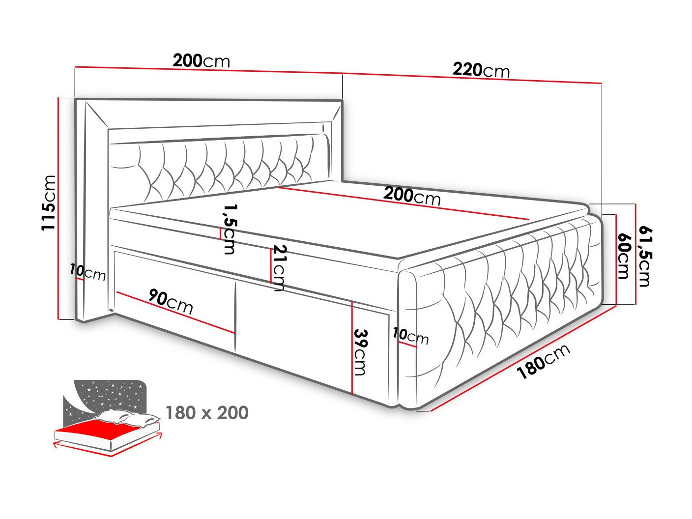 Boxspring postelja Aura III