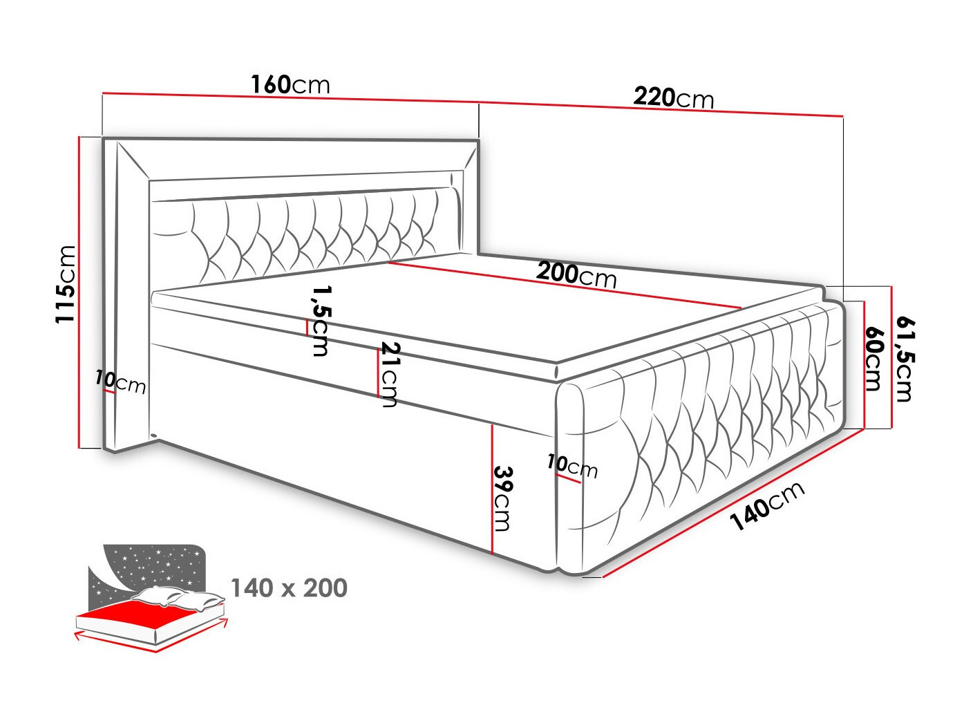 Boxspring postelja Aura