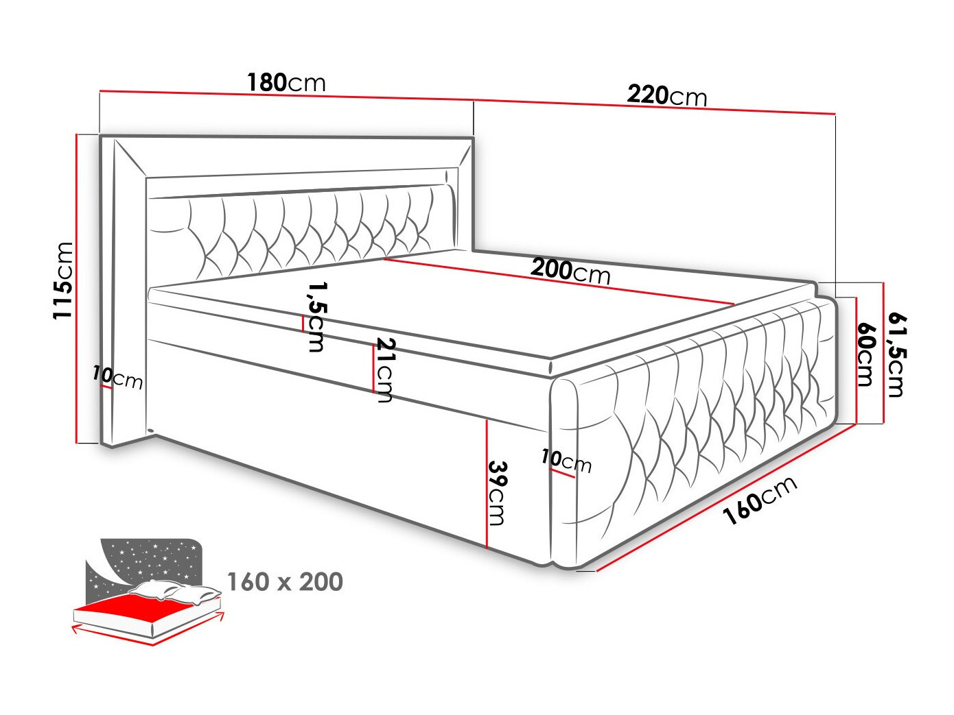 Boxspring postelja Aura