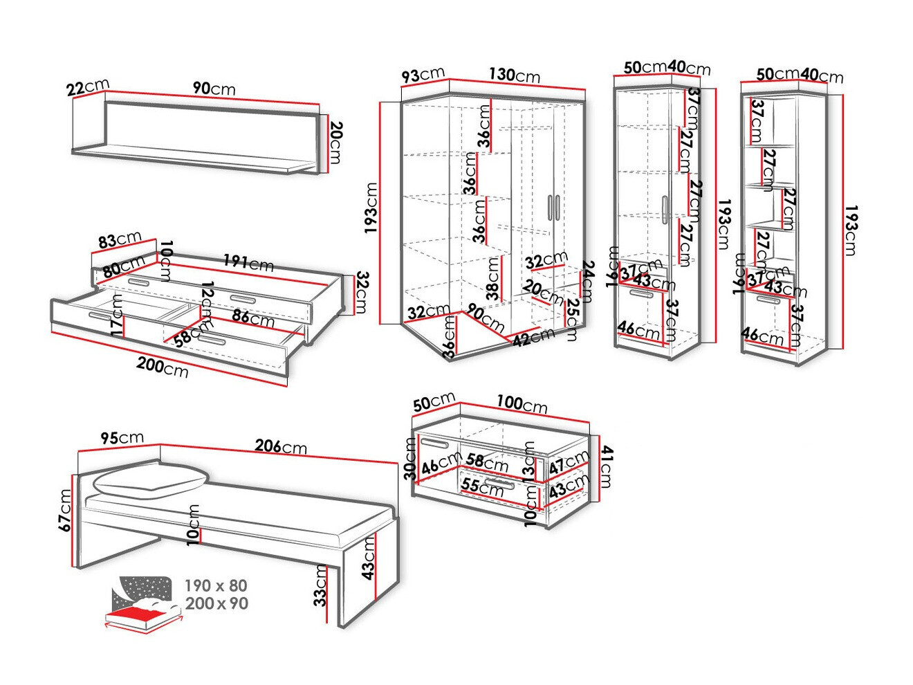 Komplet pohištva za otroško sobo Veravie 122